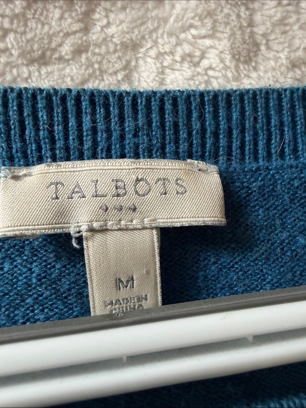 Talbots Teal Knit Sweater with Green & White Dog Motif - Picture 6 of 6